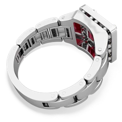 Lab Ruby Men's Watch 14K White Gold ring R0510