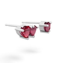 Lab Ruby Sweethearts 14K White Gold earrings E5260