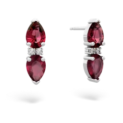 Lab Ruby Bowtie Drop 14K White Gold earrings E0865