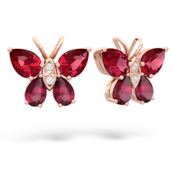 Lab Ruby Butterfly 14K Rose Gold earrings E2215