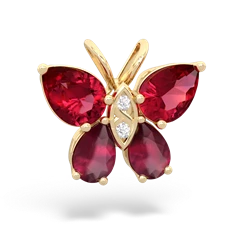 Lab Ruby Butterfly 14K Yellow Gold pendant P2215