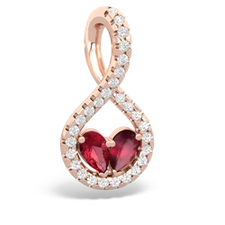 Lab Ruby Pave Twist 'One Heart' 14K Rose Gold pendant P5360