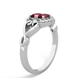 Lab Ruby Love Nest 14K White Gold ring R5860