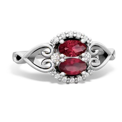 Lab Ruby Love Nest 14K White Gold ring R5860