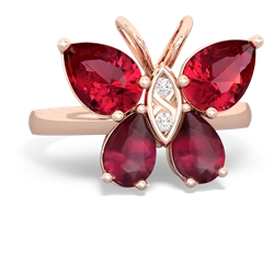 Lab Ruby Butterfly 14K Rose Gold ring R2215