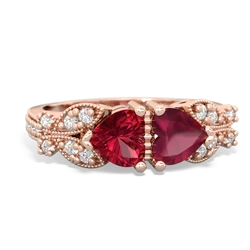 Lab Ruby Diamond Butterflies 14K Rose Gold ring R5601