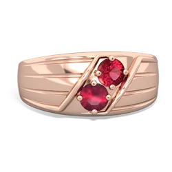 Lab Ruby Men's Streamline 14K Rose Gold ring R0460