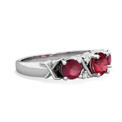 Lab Ruby Hugs And Kisses 14K White Gold ring R5016