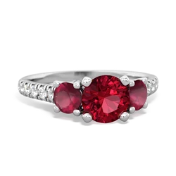 Lab Ruby Pave Trellis 14K White Gold ring R5500