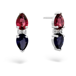 Lab Ruby Bowtie Drop 14K White Gold earrings E0865