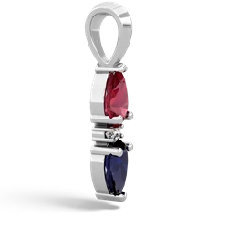 Lab Ruby Bowtie Drop 14K White Gold pendant P0865