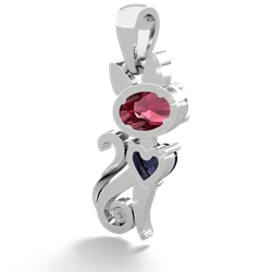 Lab Ruby Kitten 14K White Gold pendant P5780