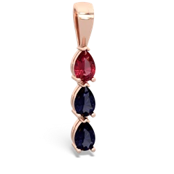 Lab Ruby Dew Drops 14K Rose Gold pendant P2251