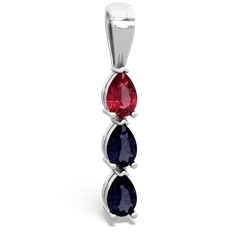 Lab Ruby Dew Drops 14K White Gold pendant P2251