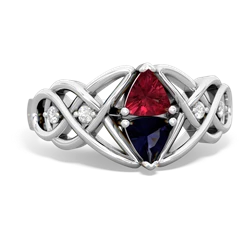 Lab Ruby Keepsake Celtic Knot 14K White Gold ring R5300