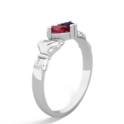 Lab Ruby 'Our Heart' Claddagh 14K White Gold ring R2388