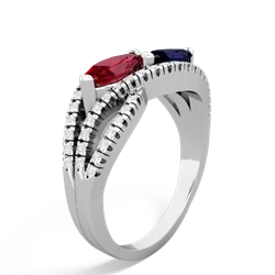 Lab Ruby Diamond Rivers 14K White Gold ring R3070