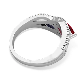 Lab Ruby Diamond Rivers 14K White Gold ring R3070