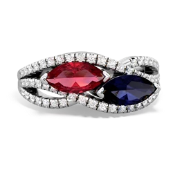 Lab Ruby Diamond Rivers 14K White Gold ring R3070