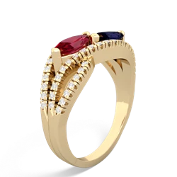 Lab Ruby Diamond Rivers 14K Yellow Gold ring R3070