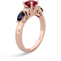 Lab Ruby 6Mm Round Eternal Embrace Engagement 14K Rose Gold ring R2005