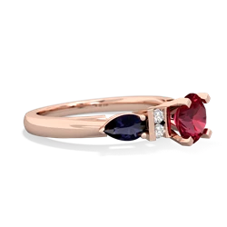 Lab Ruby 6Mm Round Eternal Embrace Engagement 14K Rose Gold ring R2005