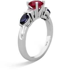 Lab Ruby 6Mm Round Eternal Embrace Engagement 14K White Gold ring R2005