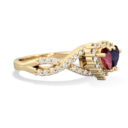 Lab Ruby Diamond Twist 'One Heart' 14K Yellow Gold ring R2640HRT