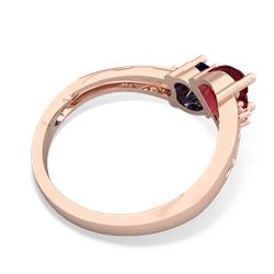 Lab Ruby Snuggling Hearts 14K Rose Gold ring R2178