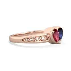 Lab Ruby Filligree 'One Heart' 14K Rose Gold ring R5070