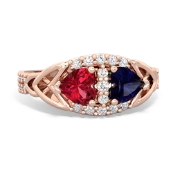 Lab Ruby Sparkling Celtic Knot 14K Rose Gold ring R2645