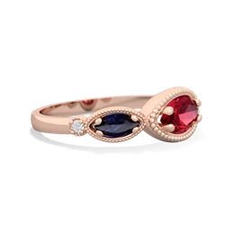 Lab Ruby Milgrain Marquise 14K Rose Gold ring R5700