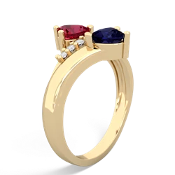 Lab Ruby Heart To Heart 14K Yellow Gold ring R2064