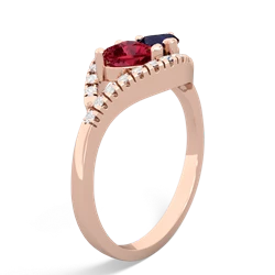 Lab Ruby Mother And Child 14K Rose Gold ring R3010