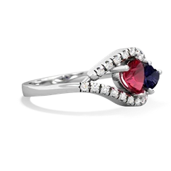 Lab Ruby Mother And Child 14K White Gold ring R3010