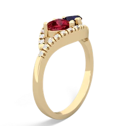 Lab Ruby Mother And Child 14K Yellow Gold ring R3010