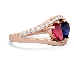 Lab Ruby Nestled Heart Keepsake 14K Rose Gold ring R5650