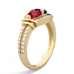 Lab Ruby Art-Deco Keepsake 14K Yellow Gold ring R5630