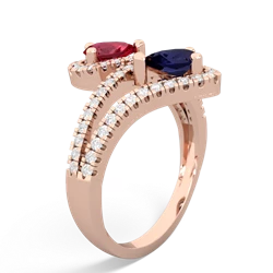 Lab Ruby Diamond Dazzler 14K Rose Gold ring R3000