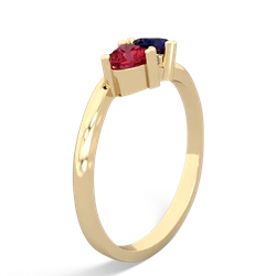 Lab Ruby Sweethearts 14K Yellow Gold ring R5260