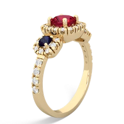 Lab Ruby Regal Halo 14K Yellow Gold ring R5350