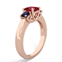 Lab Ruby Three Stone Trellis 14K Rose Gold ring R4015