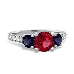 Lab Ruby Pave Trellis 14K White Gold ring R5500