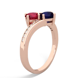 Lab Ruby Channel Set Two Stone 14K Rose Gold ring R5303