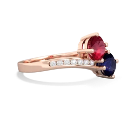 Lab Ruby Channel Set Two Stone 14K Rose Gold ring R5303