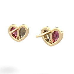 Lab Ruby 'Our Heart' 14K Yellow Gold earrings E5072