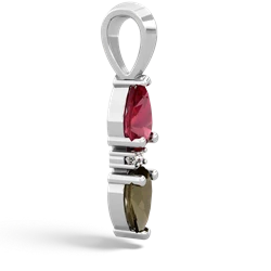 Lab Ruby Bowtie Drop 14K White Gold pendant P0865