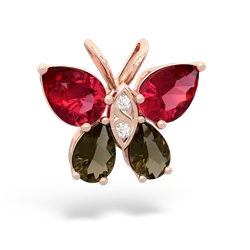 Lab Ruby Butterfly 14K Rose Gold pendant P2215