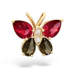 Lab Ruby Butterfly 14K Yellow Gold pendant P2215