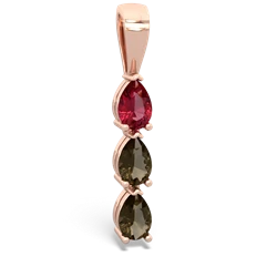 Lab Ruby Dew Drops 14K Rose Gold pendant P2251